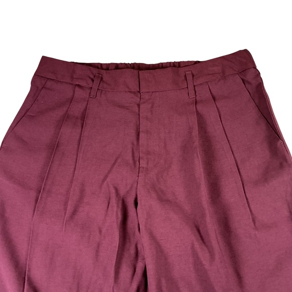 A New Day Burgundy Dress Pants Womens 12 High Rise Pleated Work Office Core - Picture 2 of 15